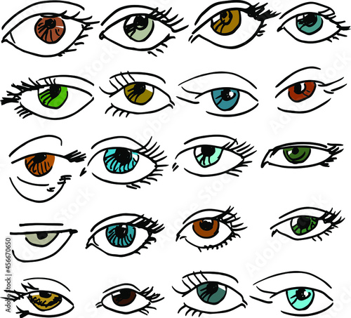 Vector pattern drawing eyes. For printing on fabric.