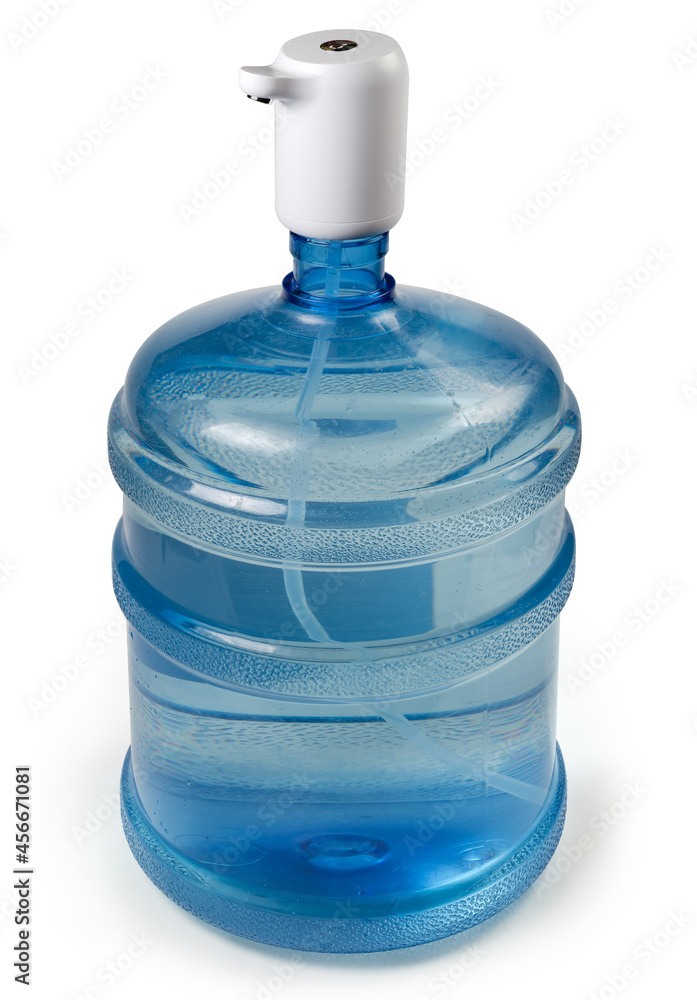Carboy of drinking water with installed electric water pump Stock Photo