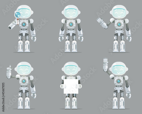 Robot android artificial intelligence futuristic interface character design vector illustration