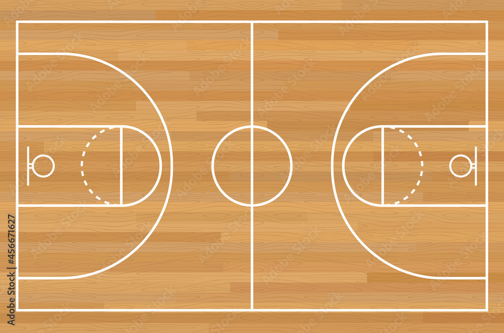 Basketball court with lines. Wood floor texture Stock-Vektorgrafik | Adobe  Stock