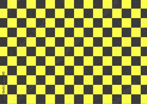 黒と黄色（虎カラー）の市松模様、和柄パターン背景素材