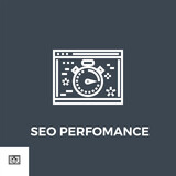 SEO Performance Related Vector Thin Line Icon. Isolated on Black Background. Vector Illustration.