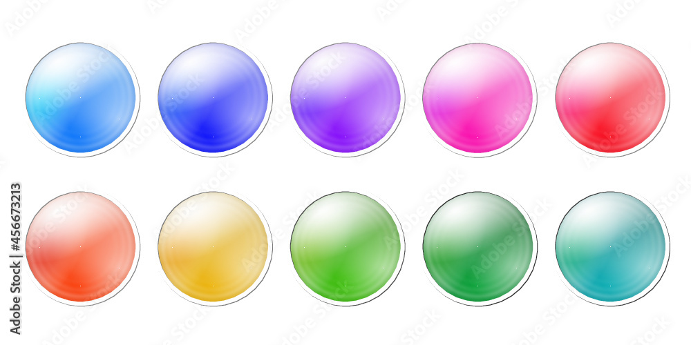 カラフルな10色ボタンアイコン