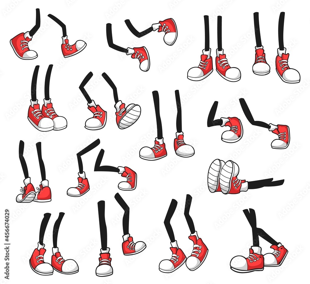Vecteur Stock Isolated cartoon legs, comic foot in red sport shoes ...