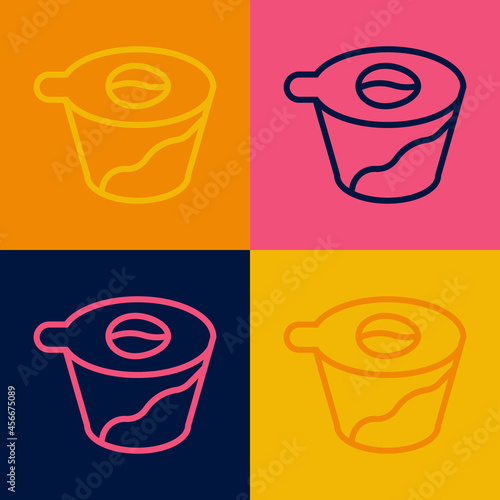 Pop art line Pour over coffee maker icon isolated on color background. Alternative methods of brewing coffee. Coffee culture. Vector