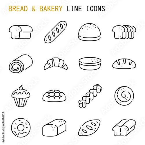 Bread & bakery line icons