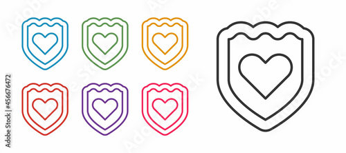 Set line Immune system icon isolated on white background. Medical shield. Set icons colorful. Vector