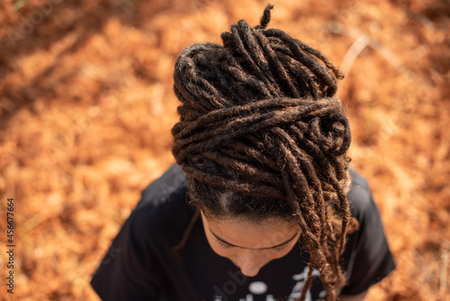 Canvas-taulu High angle shot of woman with locs hairstyle