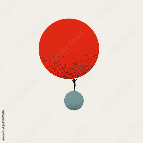 Business woman power, strength, abstract vector concept. Symbol of leadership, feminism, ambition. Minimal illustration