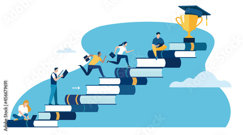 Education, study. Stairway to knowledge. Vector illustration