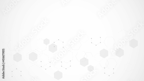 Science network pattern, connecting lines and dots. Technology hexagons structure or molecular connect elements