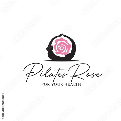 pilates rose logo design simple modern for healthy and fit