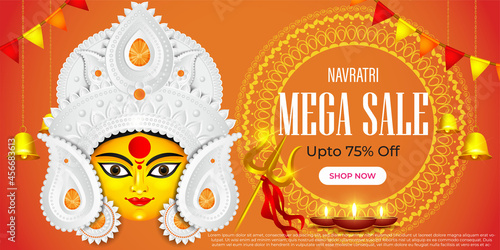 vector illustration for Indian hindu festival Durga puja sale banner, flyer poster