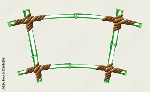 Linked square frame made of green bamboo  design element