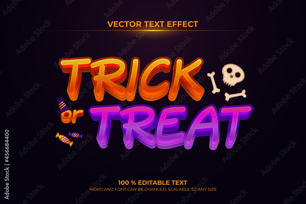 Fototapeta premium Trick or treat editable 3d text effect with halloween backround style
