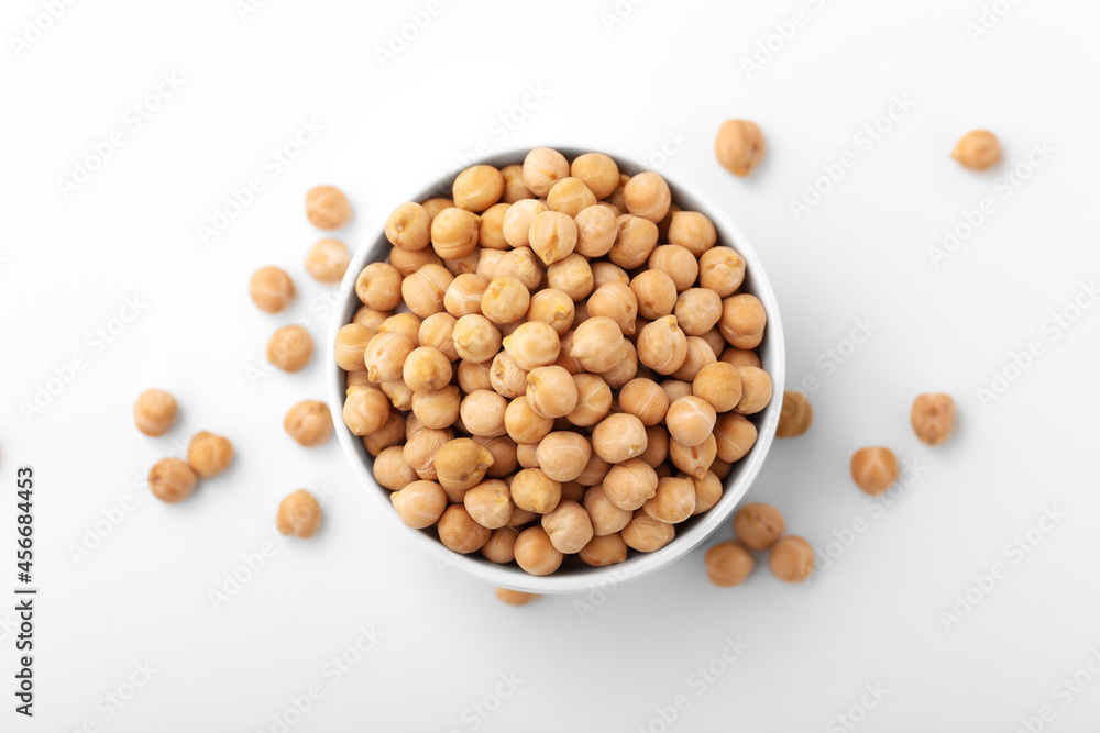 Chickpea in white bowl on white background Chickpea in white bowl on white background