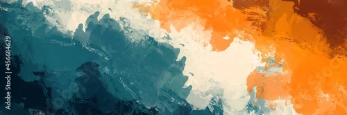Panel kuchenny z motywem Abstract painting art with blue and orange paint brush for presentation, website background, banner, wall decoration, or t-shirt design