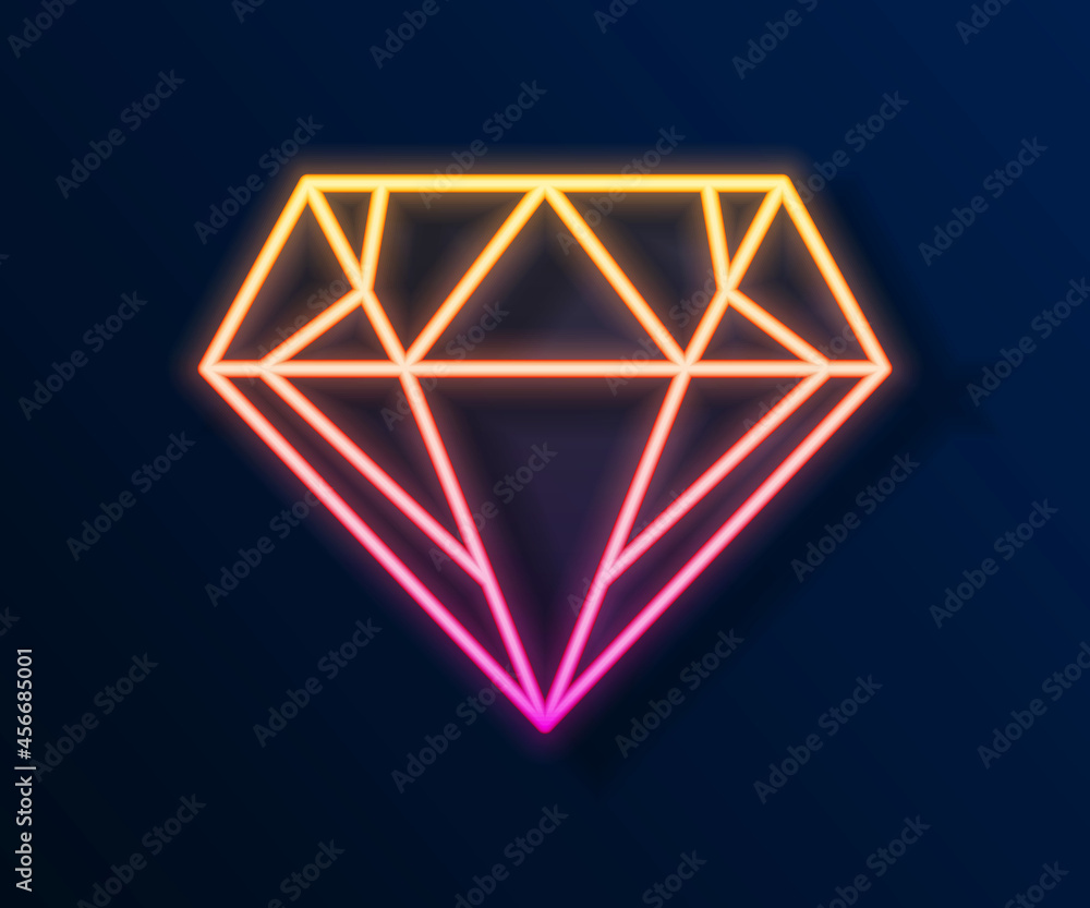 Glowing neon line Diamond icon isolated on black background. Jewelry symbol. Gem stone. Vector Glowing neon line Diamond icon isolated on black background. Jewelry symbol. Gem stone. Vector