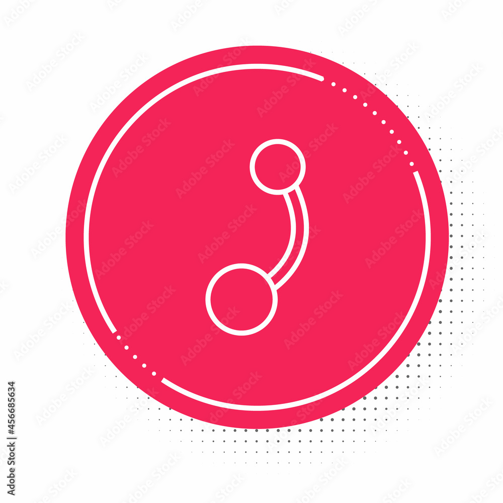 White line Piercing icon isolated on white background. Red circle button. Vector White line Piercing icon isolated on white background. Red circle button. Vector