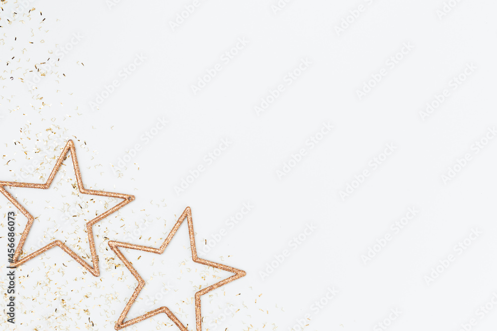 Christmas decor background. Flat lay, top view.