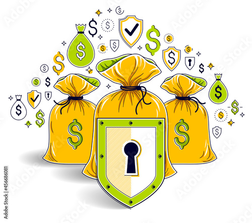 Shield over 3 money bags,  ...