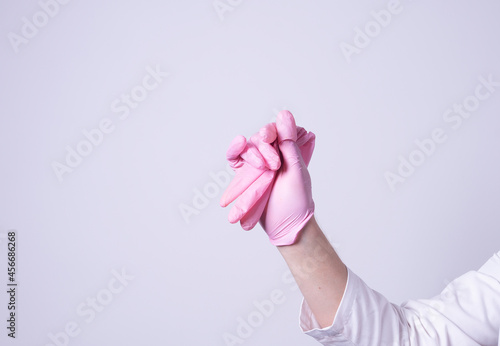 male hands in medical gloves