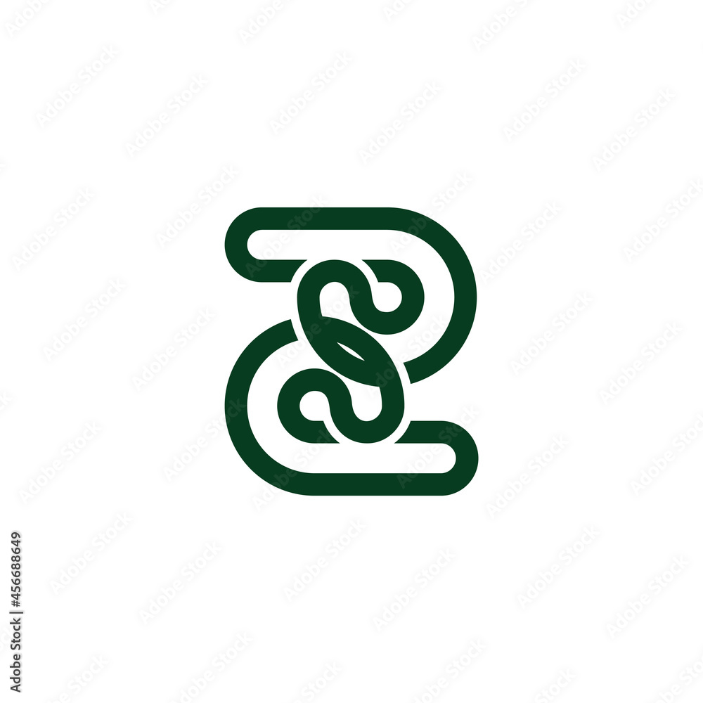unique number two green geometric loop linear logo vector unique number two green geometric loop linear logo vector