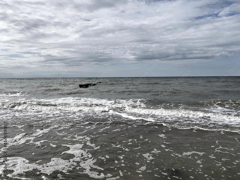 cloudy seascape background, Baltic sea