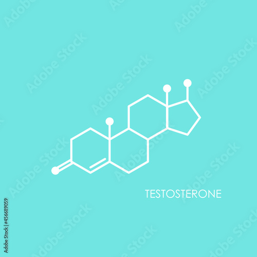 Testosterone molecula structure. line icon isolated on blue background. © Ne Mariya