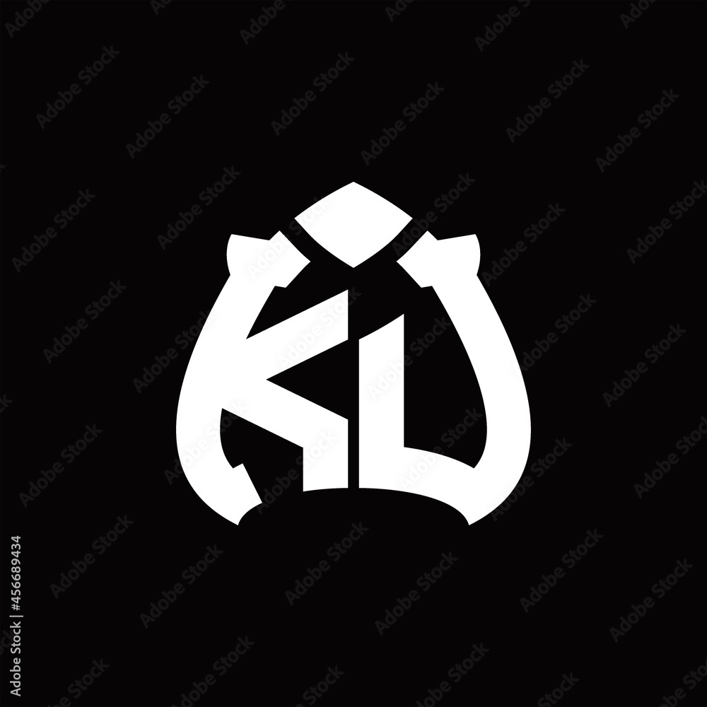 KU Logo monogram with spade shape design template KU Logo monogram with spade shape design template