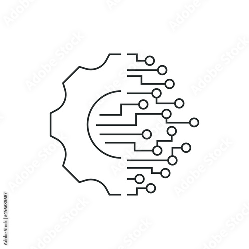 Digital technology gear icon concept isolated on white background. Vector illustration