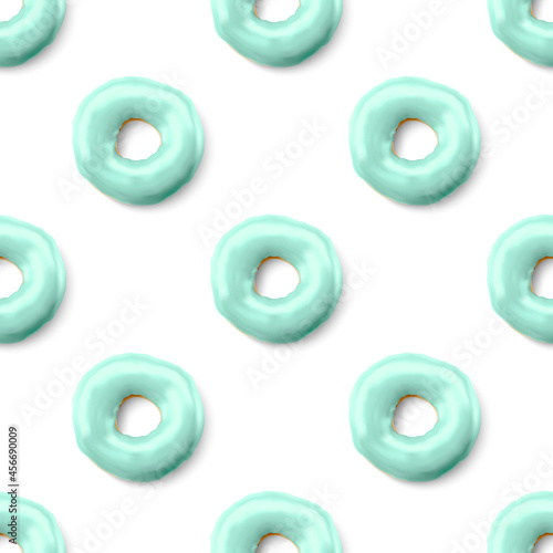 Creative seamless pattern donuts isolated on light background. Collection of colorful donuts. Seamless texture glazed donuts. Nutrition concept. Vector illustration