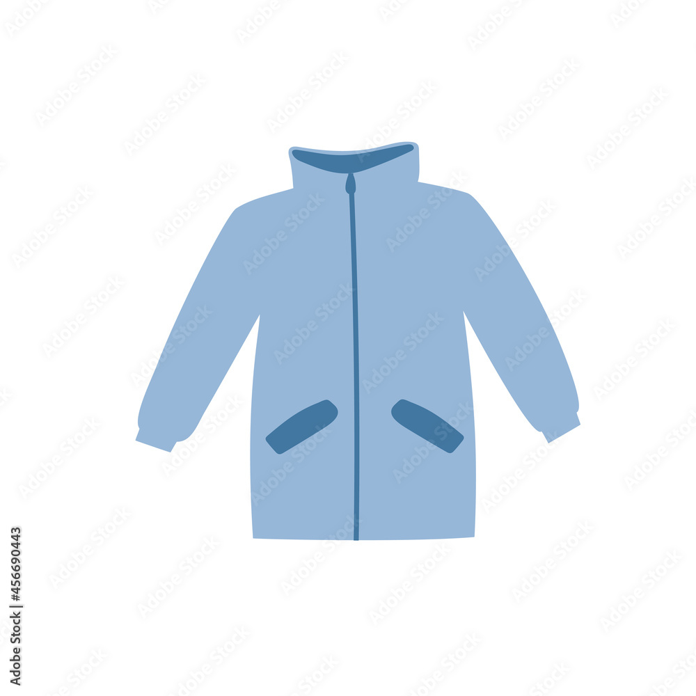 Blue winter coat. Warm clothes element. Doodle style. Blue winter coat. Warm clothes element. Doodle style.