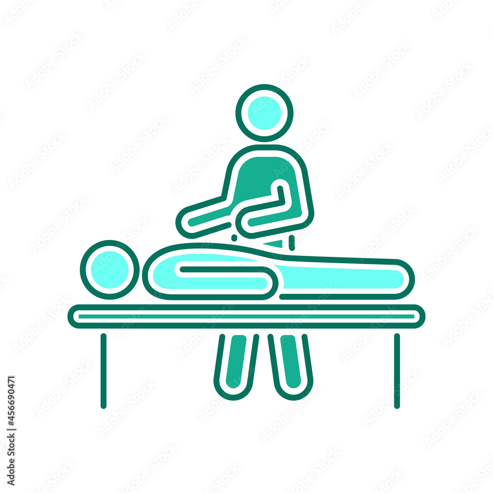 Massage procedure color line icon. Physiotherapy, acupuncture Massage procedure color line icon. Physiotherapy, acupuncture