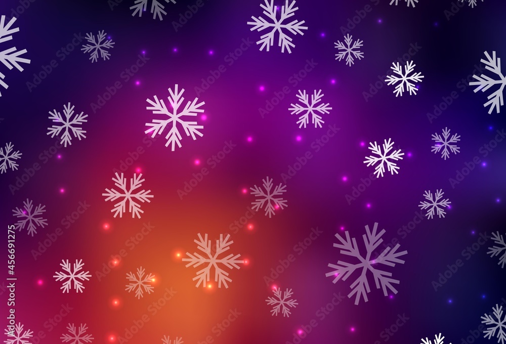 Dark Pink, Yellow vector background with beautiful snowflakes, stars. Dark Pink, Yellow vector background with beautiful snowflakes, stars.