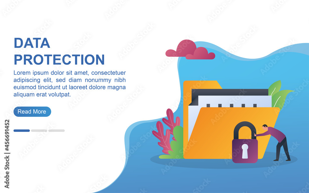 Fototapeta premium Data protection concept for landing page or web banner.