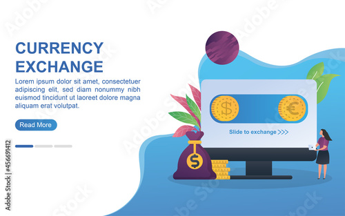 Currency exchange concept for landing page or web banner.