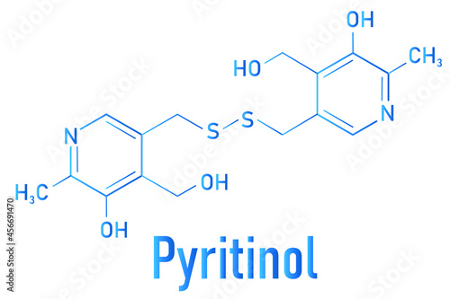Pyritinol (pyridoxine disulfide) cognitive and learning disorder drug molecule. Also used in nootropic dietary supplements. Skeletal formula. photo