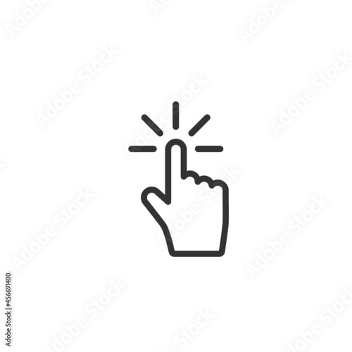 Swipe up, tap or push the button. Pointing hand.
