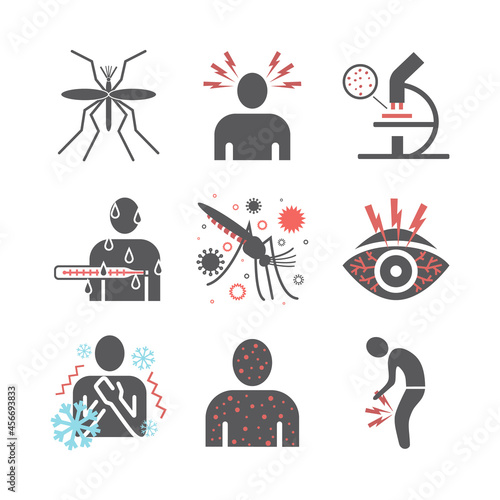 Malaria icon. Infographics. Symptoms, Vector signs for web graphics.