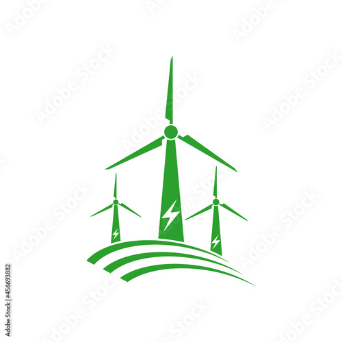 Green Wind farm icon isolated on white background