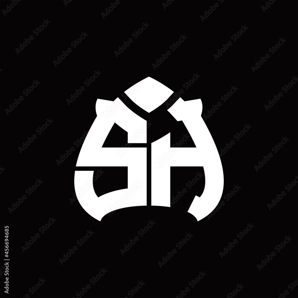 Fototapeta premium SH Logo monogram with spade shape design template