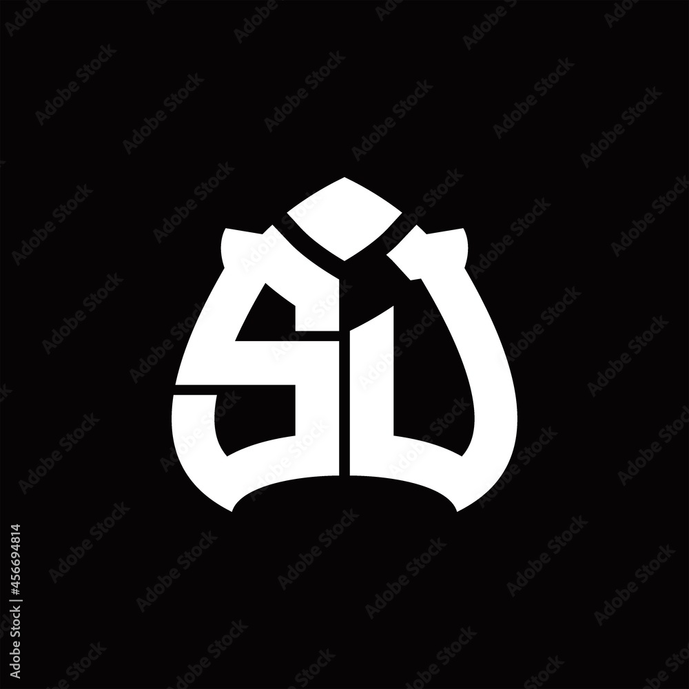 SU Logo monogram with spade shape design template SU Logo monogram with spade shape design template