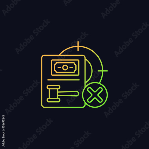 Wildlife protection gradient vector icon for dark theme. Act punishment or no license fee. Provision offence. Thin line color symbol. Modern style pictogram. Vector isolated outline drawing
