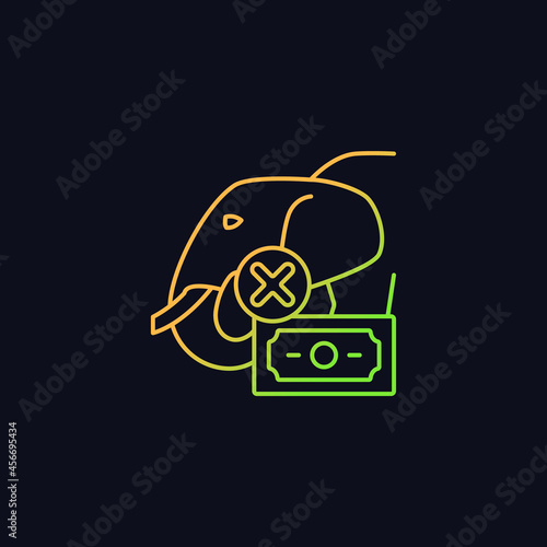 Illegal wildlife trade gradient vector icon for dark theme. Wild animals trafficking. Poaching. Ivory, skin trade. Thin line color symbol. Modern style pictogram. Vector isolated outline drawing