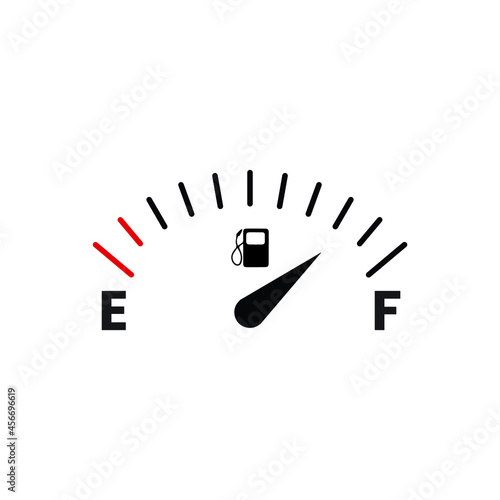 The concept of a fuel indicator, gas meter. Fuel sensor. Car dashboard. Vector illustration on white background