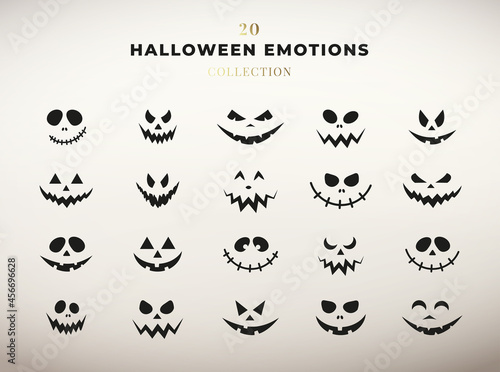 Halloween emotions collection. Set of pumpkin faces.
