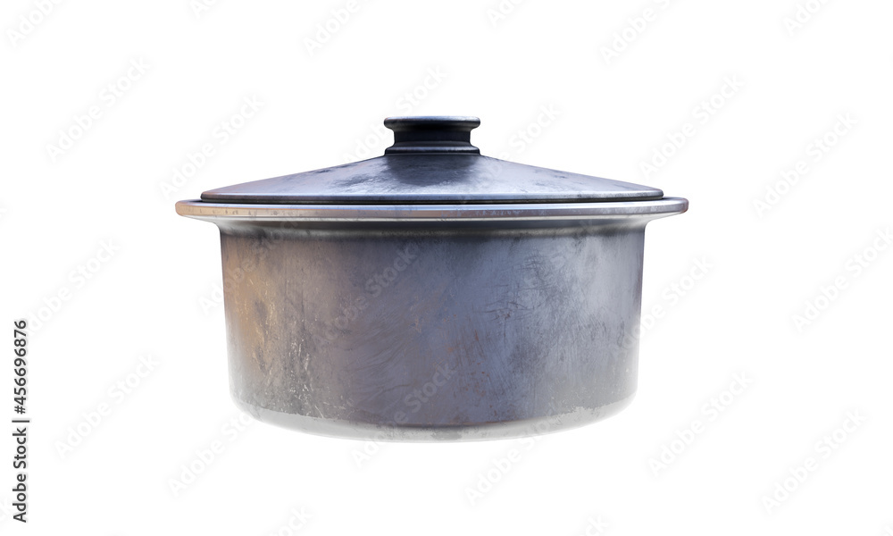 Metal bowl isolated on white background 3d render Metal bowl isolated on white background 3d render