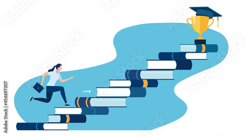 Education, study. Steps to knowledge. Vector illustration
