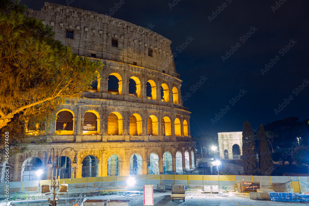 The Colloseo at night, Rome the city of the Roman Empire